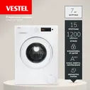Стиральная машина Vestel WMT1R7120S, загрузка 7кг, 15 программ, до 1200 об/мин, А+++, режимы антиаллергия и пара, легкая глажка, блокировка управления, отсрочка старта, белая