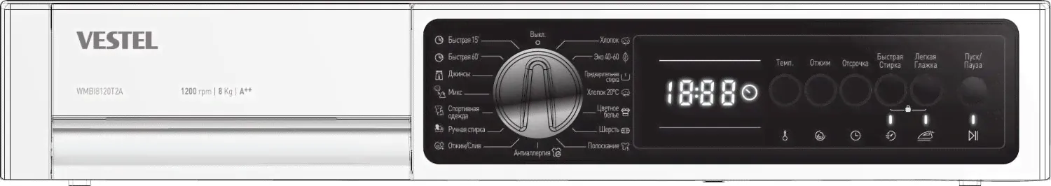 VESTEL встраиваемая стиральная машина 8 кг WMBI8120T2A-3